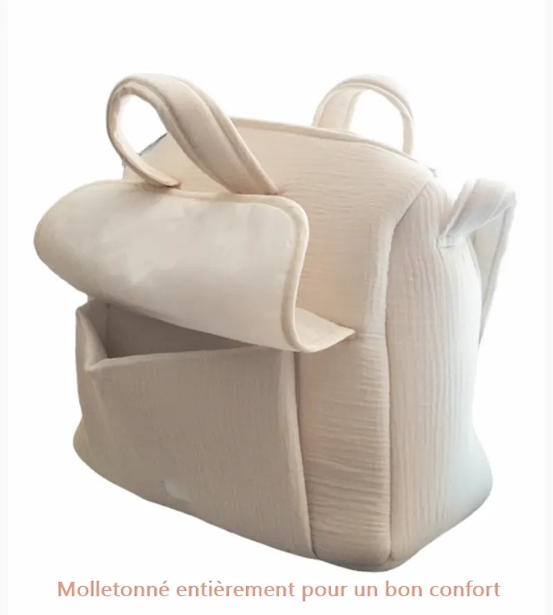 Sac à Langer en Double Gaze de Coton – Modèle Sablé (Beige Neutre) – Image 4