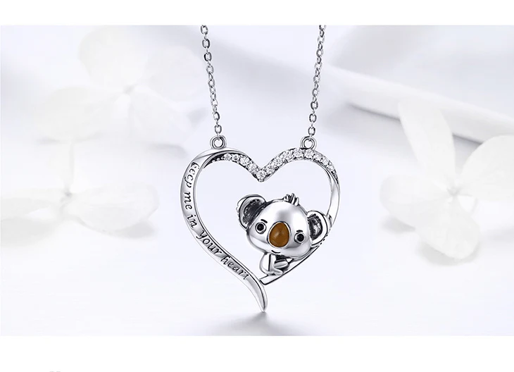Baby Heart Koala™ | Collier coeur de Koala en Argent Sterling 925 - Bijou de Qualité avec Pendentif en Forme de Cœur – Image 3