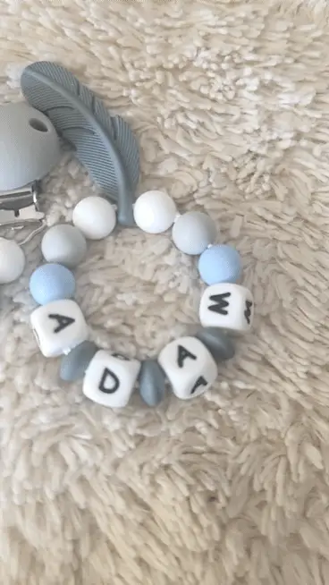 ⭐️ Attache Tétine & Anneau de Dentition Personnalisés | Motif Étoile Grise – Image 3
