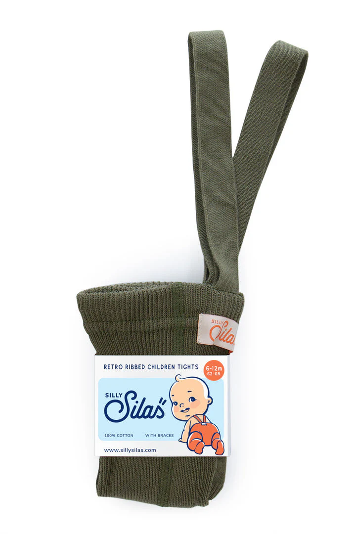 Collant à bretelles avec pieds Olive