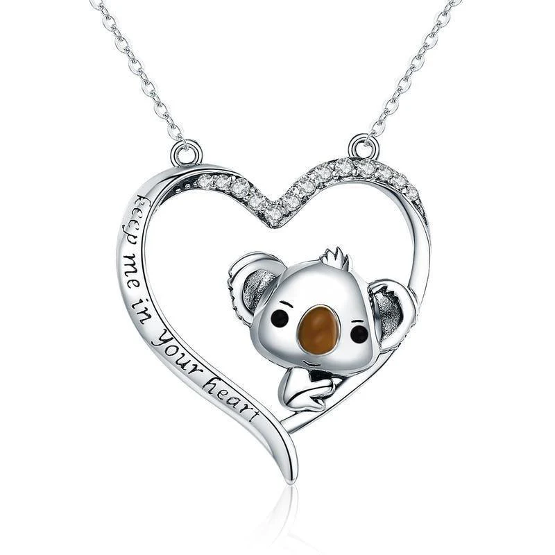 Baby Heart Koala™ | Collier coeur de Koala en Argent Sterling 925 - Bijou de Qualité avec Pendentif en Forme de Cœur – Image 2