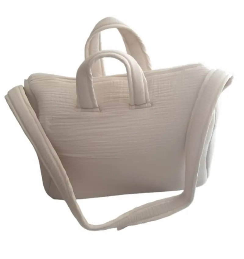 Sac à Langer en Double Gaze de Coton – Modèle Sablé (Beige Neutre) – Image 3